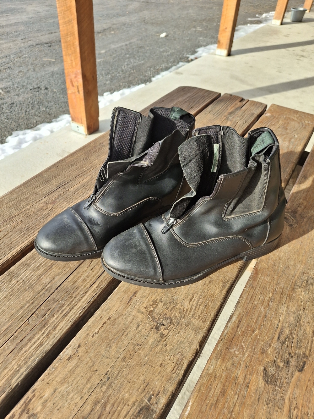 Youth Black Leather Zip Front Paddock Boots